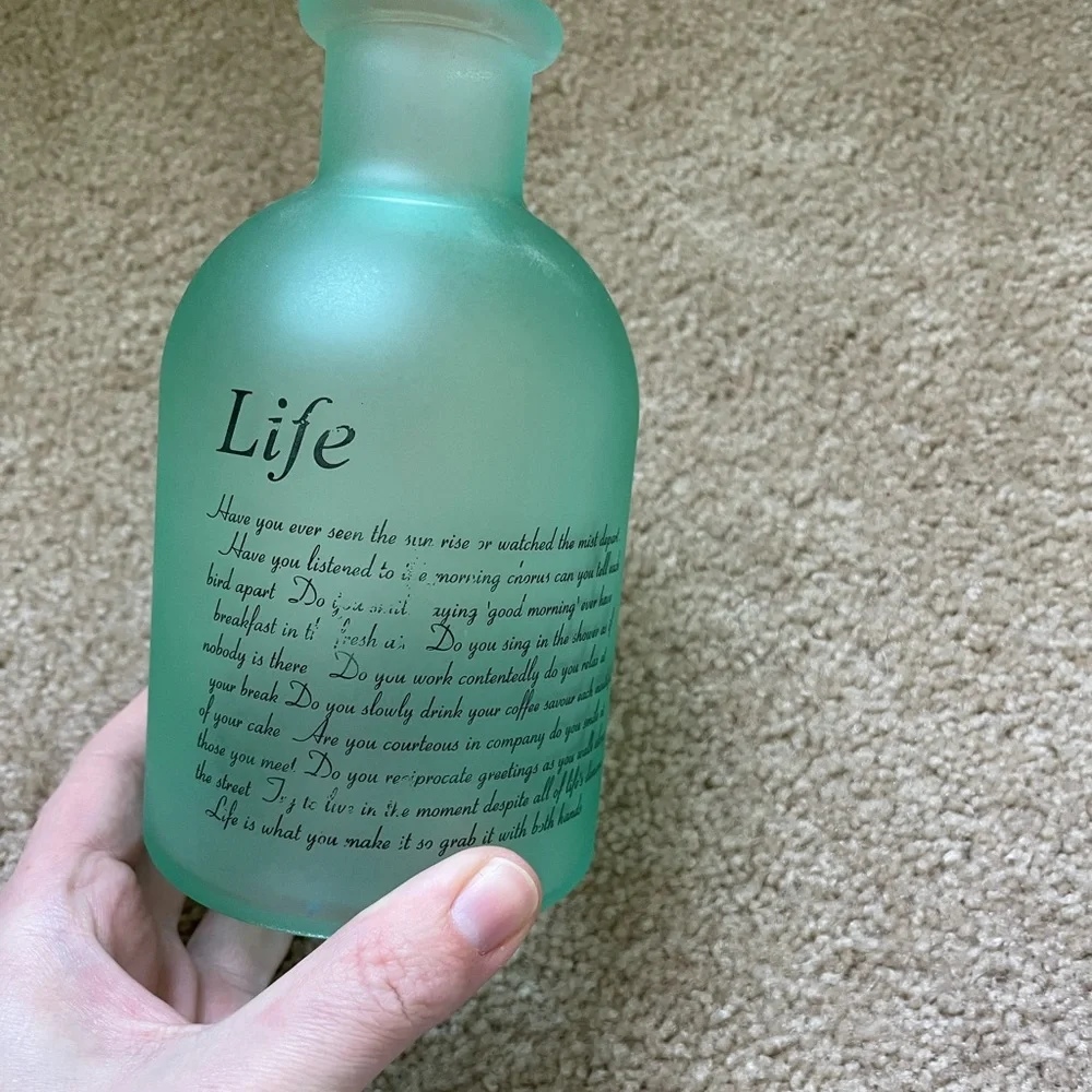 Green sea Glass “life” Vase